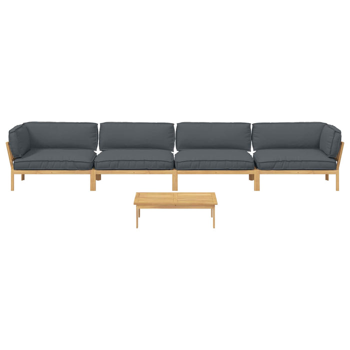 Set de canapea cu pernă 5 pcs Antracit Lemn Solid de Acacia WALTI