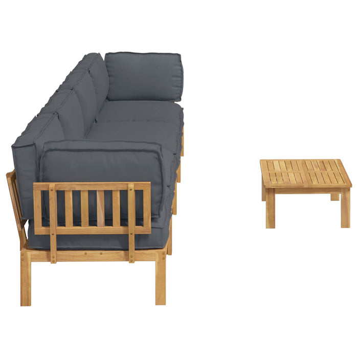 Set de canapea cu pernă 5 pcs Antracit Lemn Solid de Acacia WALTI