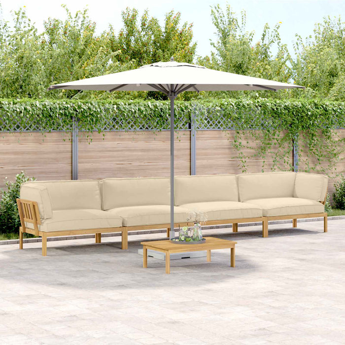 Set de canapea cu pernă Simplu 5 pcs Bej Lemn Solid de Acacia WALTI