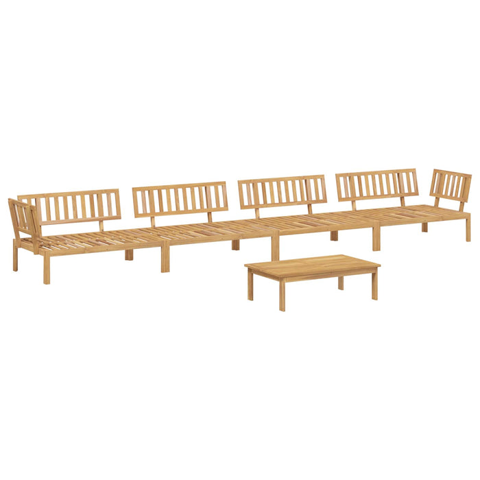 Set de canapea cu pernă Simplu 5 pcs Bej Lemn Solid de Acacia WALTI