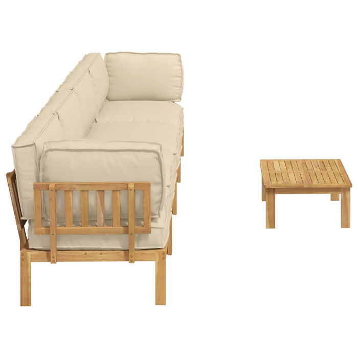 Set de canapea cu pernă Simplu 5 pcs Bej Lemn Solid de Acacia WALTI