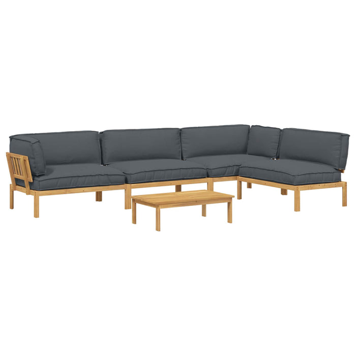 Set de canapea cu pernă 5 pcs Antracit Lemn Solid de Acacia WALTI