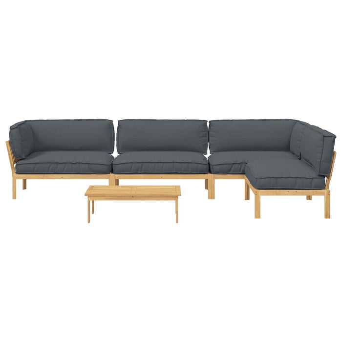 Set de canapea cu pernă 5 pcs Antracit Lemn Solid de Acacia WALTI