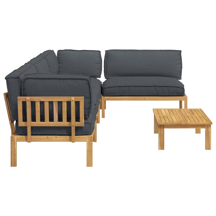Set de canapea cu pernă 5 pcs Antracit Lemn Solid de Acacia WALTI