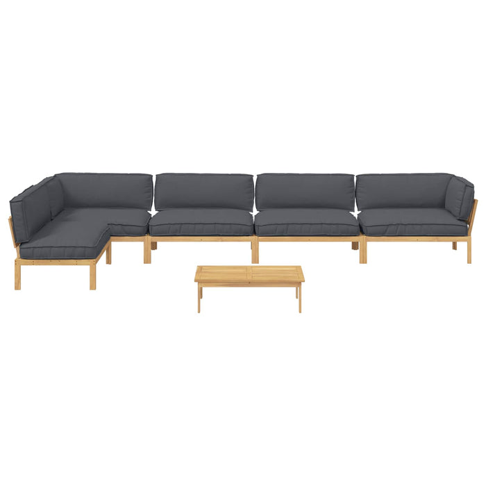 Set de canapea cu pernă 6 pcs Antracit Lemn Solid de Acacia WALTI