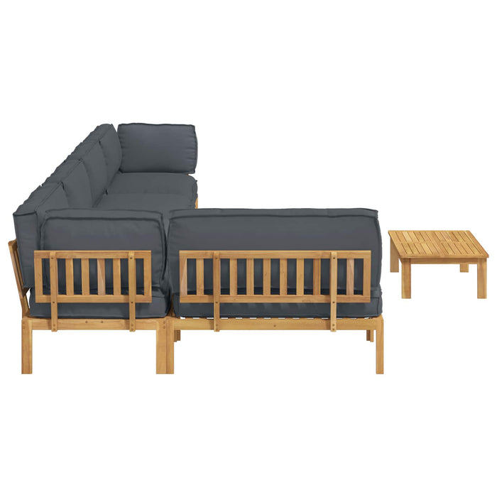 Set de canapea cu pernă 6 pcs Antracit Lemn Solid de Acacia WALTI