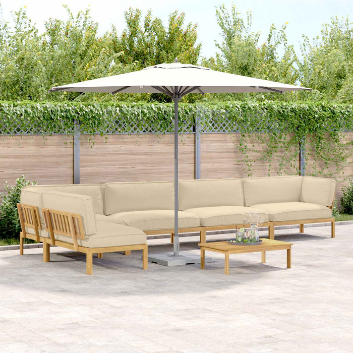 Set de canapea cu pernă Simplu 6 pcs Bej Lemn Solid de Acacia WALTI
