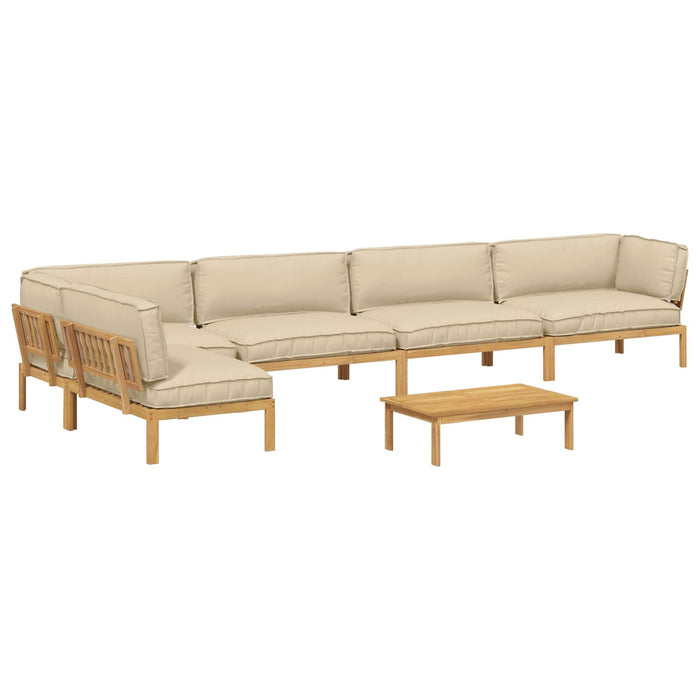 Set de canapea cu pernă Simplu 6 pcs Bej Lemn Solid de Acacia WALTI