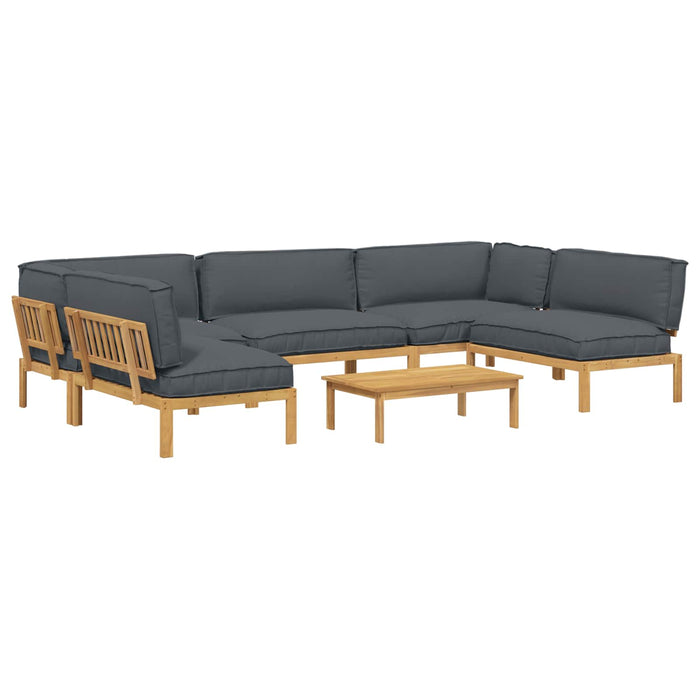 Set de canapea cu pernă 6 pcs Antracit Lemn Solid de Acacia WALTI
