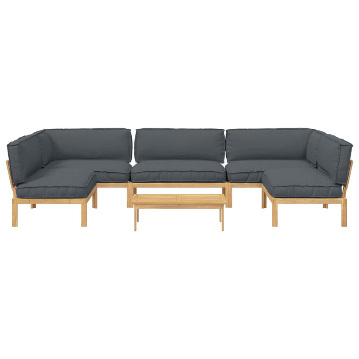 Set de canapea cu pernă 6 pcs Antracit Lemn Solid de Acacia WALTI