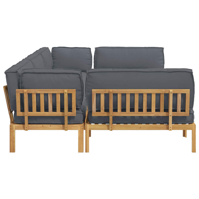 Set de canapea cu pernă 6 pcs Antracit Lemn Solid de Acacia WALTI