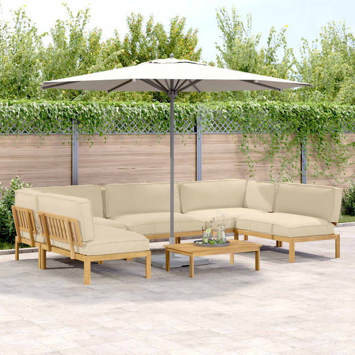 Set de canapea cu pernă Simplu 6 pcs Bej Lemn Solid de Acacia WALTI