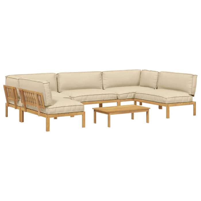 Set de canapea cu pernă Simplu 6 pcs Bej Lemn Solid de Acacia WALTI
