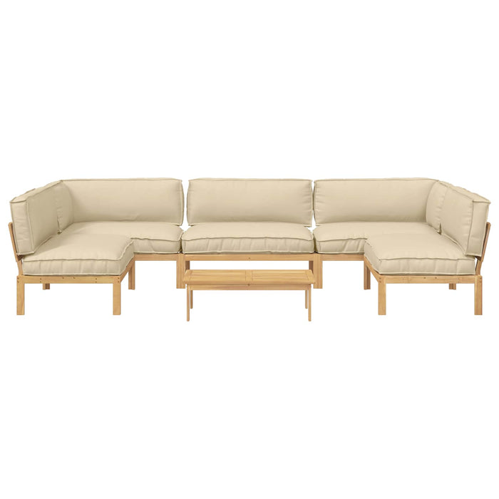 Set de canapea cu pernă Simplu 6 pcs Bej Lemn Solid de Acacia WALTI