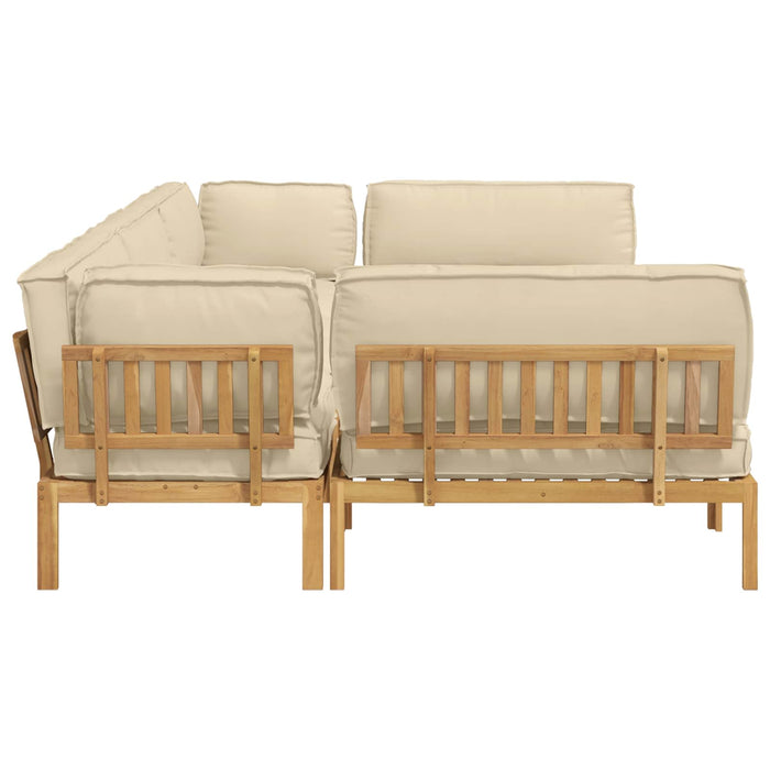 Set de canapea cu pernă Simplu 6 pcs Bej Lemn Solid de Acacia WALTI