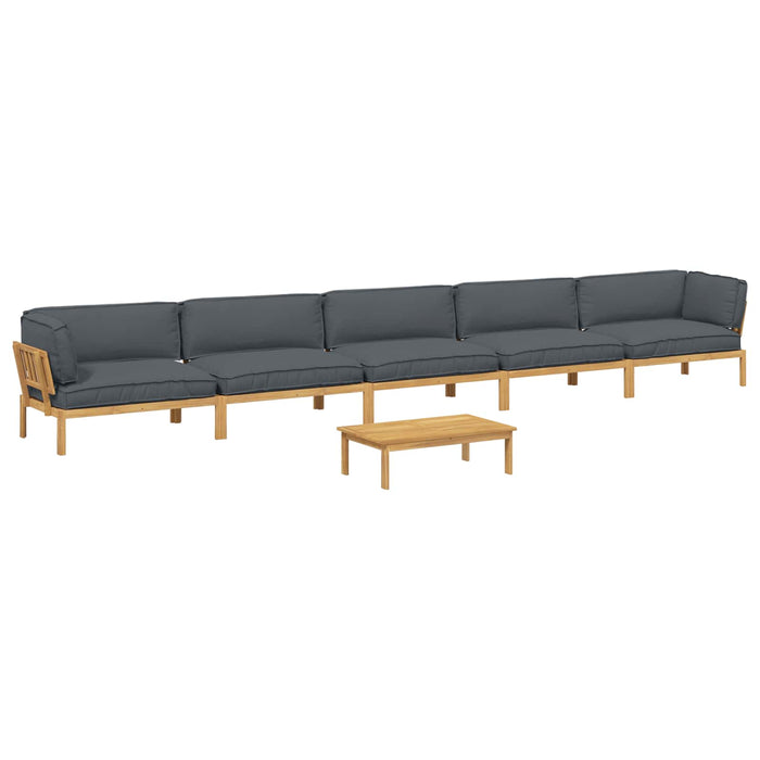Set de canapea cu pernă 6 pcs Antracit Lemn Solid de Acacia WALTI