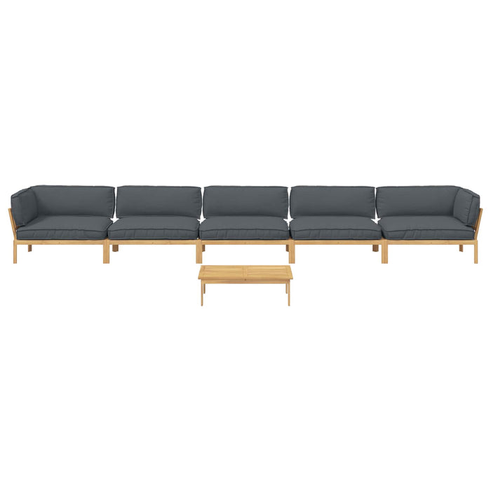 Set de canapea cu pernă 6 pcs Antracit Lemn Solid de Acacia WALTI