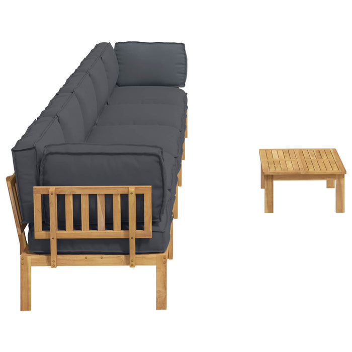Set de canapea cu pernă 6 pcs Antracit Lemn Solid de Acacia WALTI