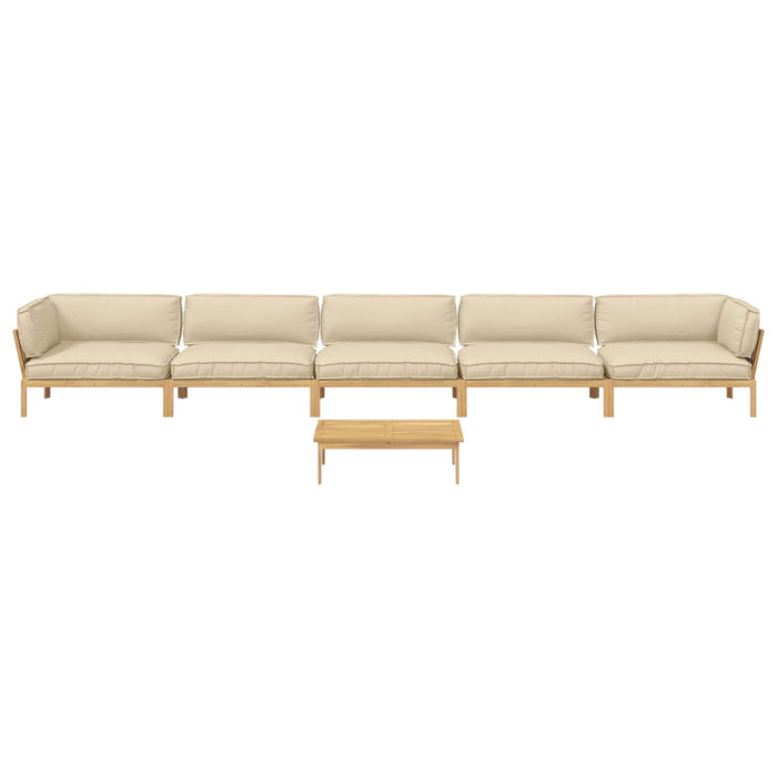 Set de canapea cu pernă Simplu 6 pcs Bej Lemn Solid de Acacia WALTI