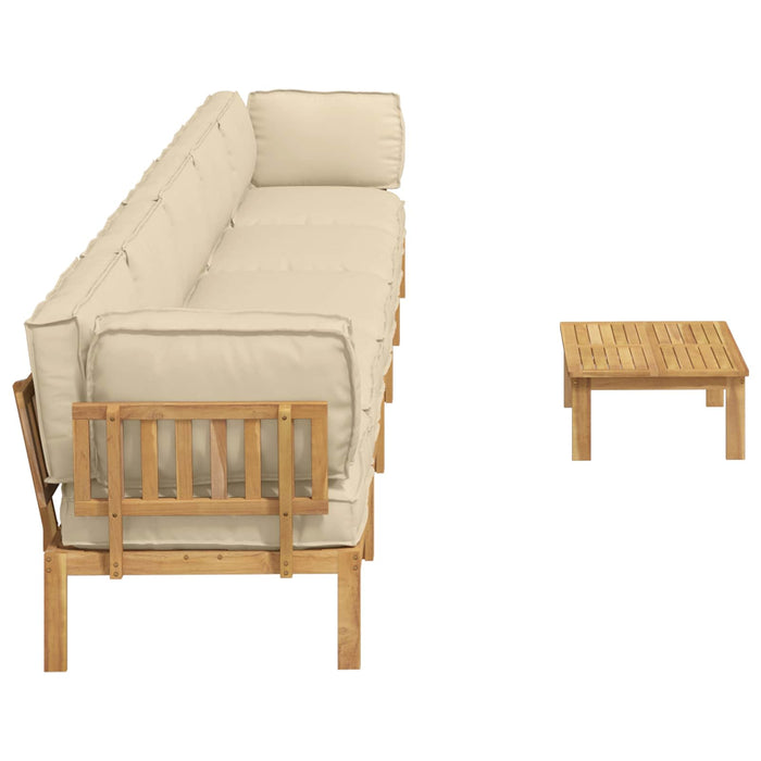 Set de canapea cu pernă Simplu 6 pcs Bej Lemn Solid de Acacia WALTI