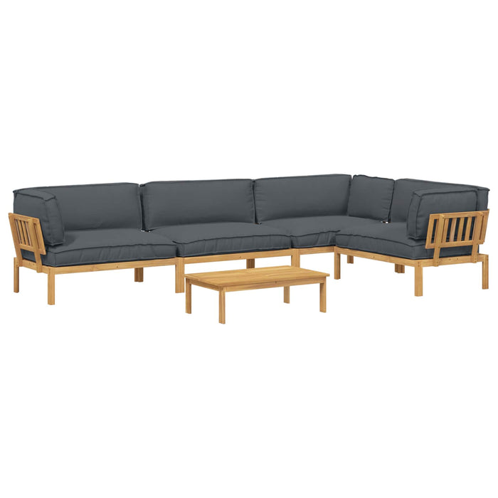 Set de canapea cu pernă 5 pcs Antracit Lemn Solid de Acacia WALTI