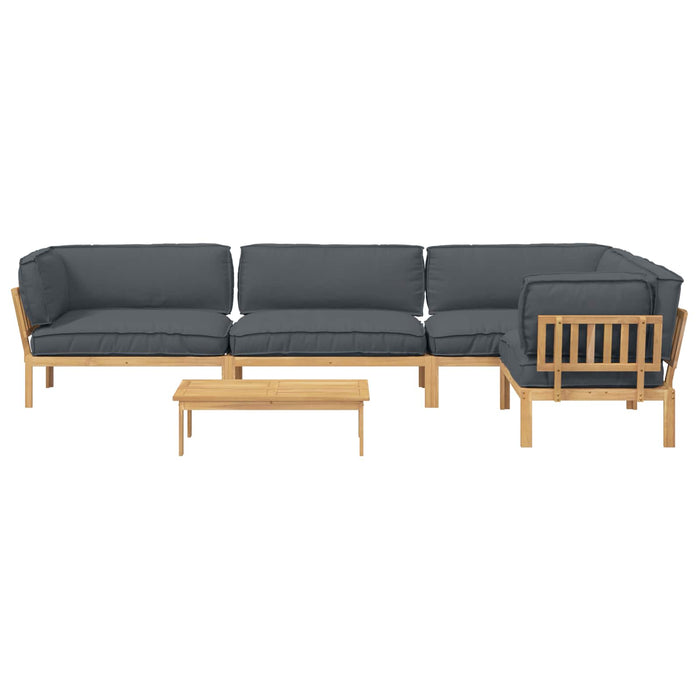 Set de canapea cu pernă 5 pcs Antracit Lemn Solid de Acacia WALTI