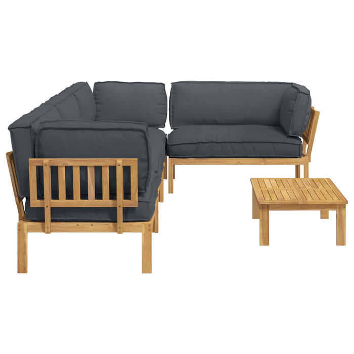 Set de canapea cu pernă 5 pcs Antracit Lemn Solid de Acacia WALTI