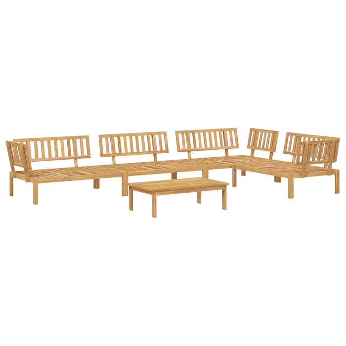 Set de canapea 5 pcs Bej și Maro deschis Lemn Solid de Acacia WALTI