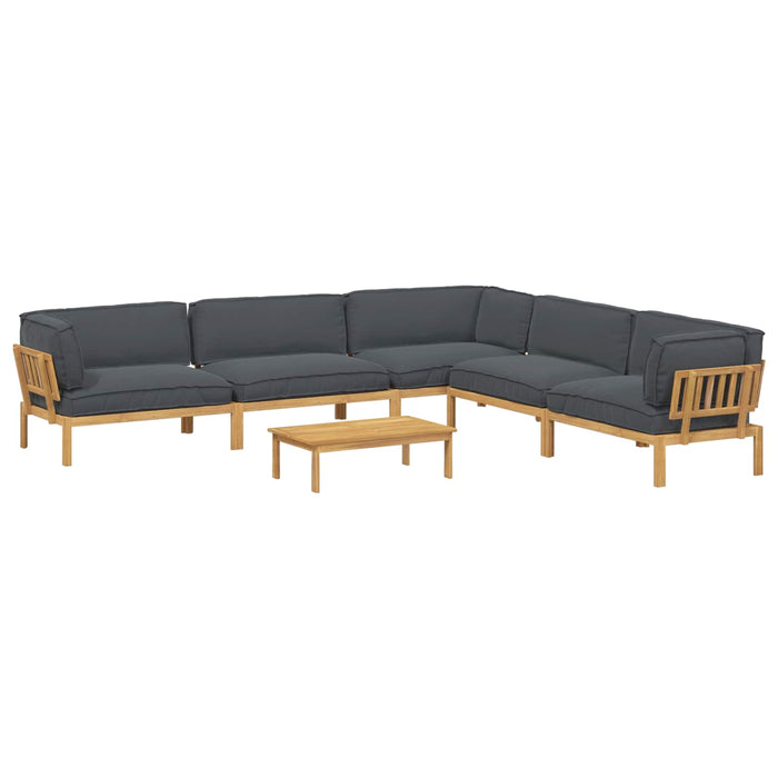 Set de canapea cu pernă 6 pcs Antracit Lemn Solid de Acacia WALTI