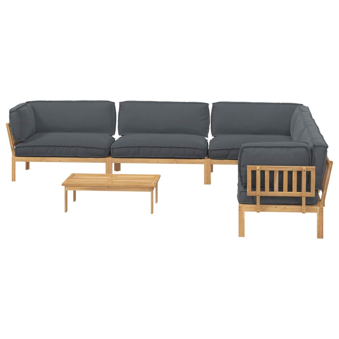 Set de canapea cu pernă 6 pcs Antracit Lemn Solid de Acacia WALTI