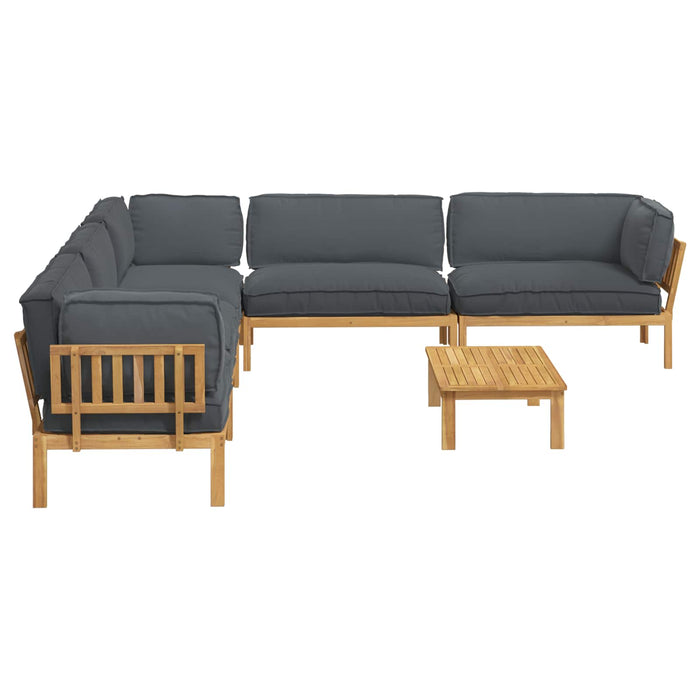 Set de canapea cu pernă 6 pcs Antracit Lemn Solid de Acacia WALTI