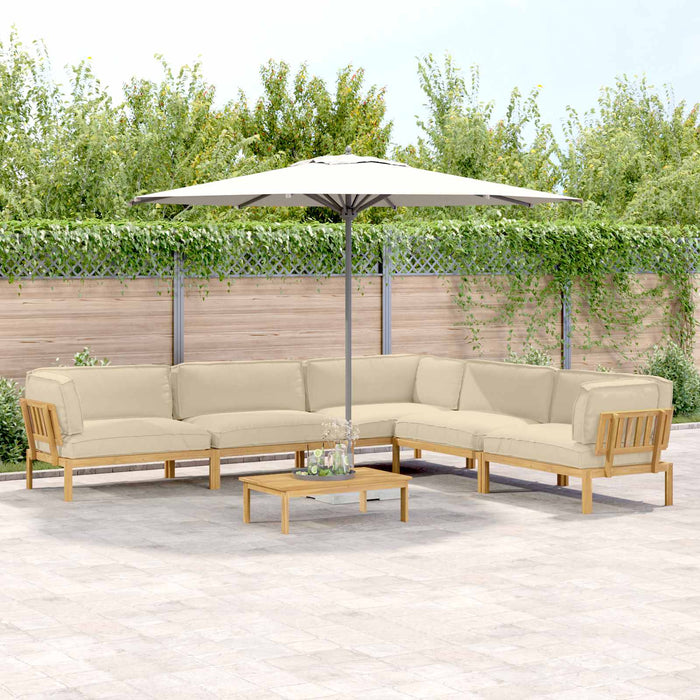 Set de canapea cu pernă Simplu 6 pcs Bej Lemn Solid de Acacia WALTI