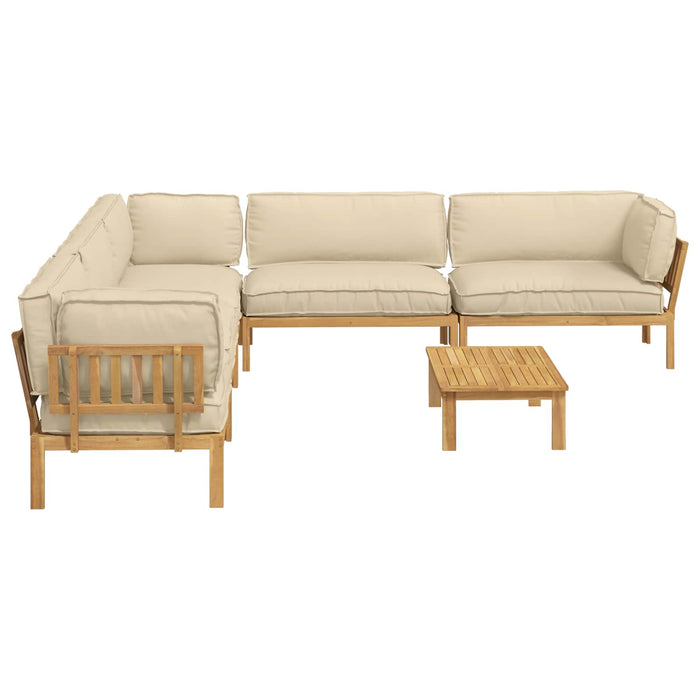 Set de canapea cu pernă Simplu 6 pcs Bej Lemn Solid de Acacia WALTI