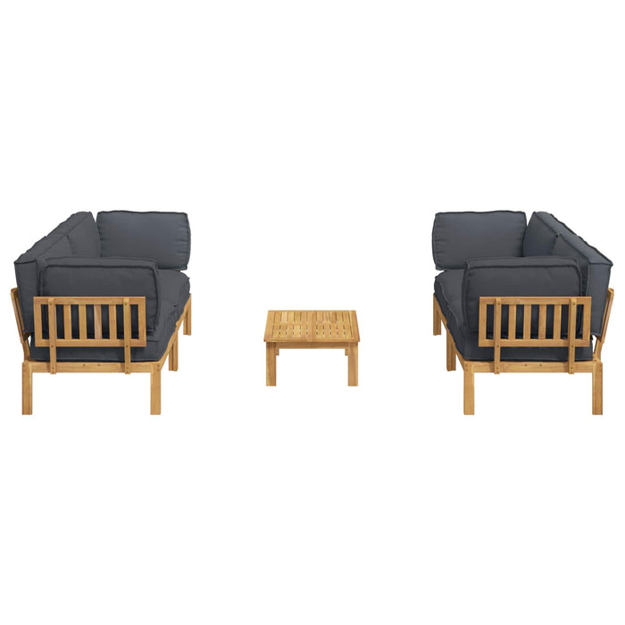 Set de canapea cu pernă 5 pcs Antracit Lemn Solid de Acacia WALTI