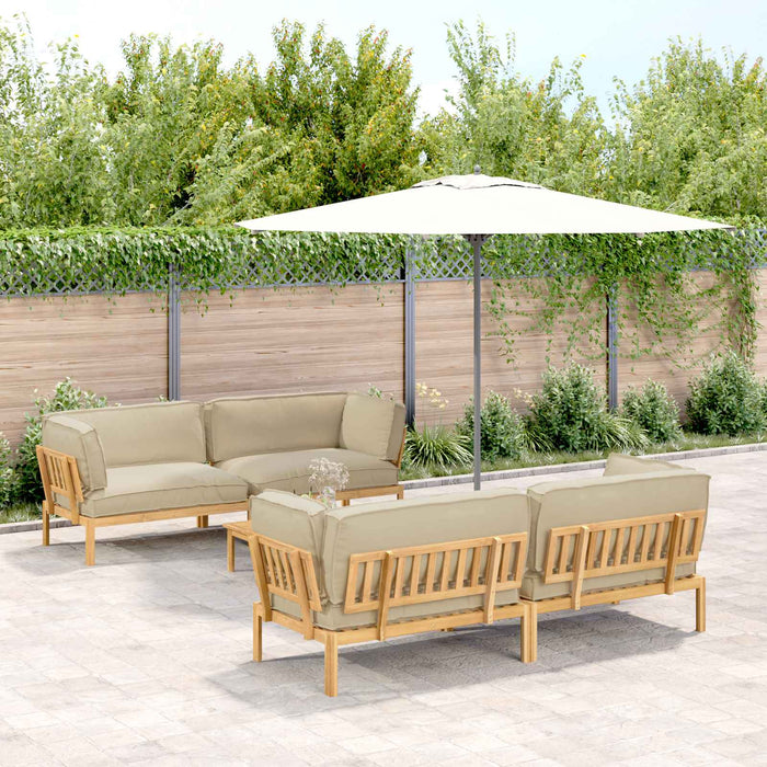 Set de canapea cu pernă Simplu 5 pcs Bej Lemn Solid de Acacia WALTI
