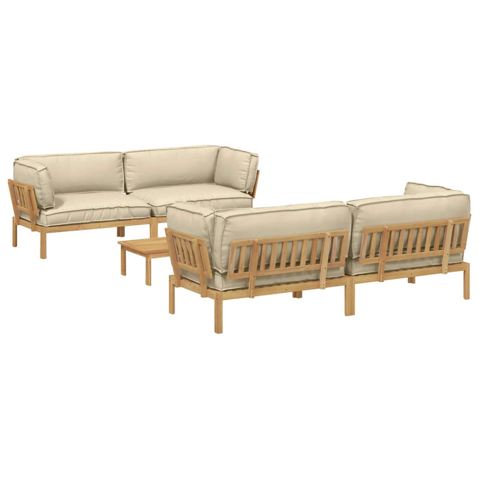 Set de canapea cu pernă Simplu 5 pcs Bej Lemn Solid de Acacia WALTI