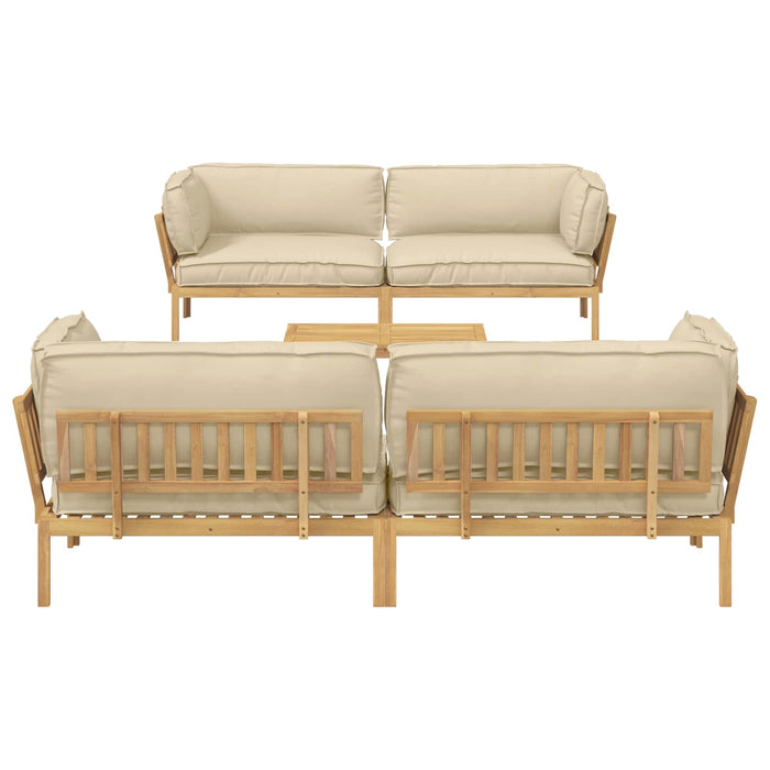 Set de canapea cu pernă Simplu 5 pcs Bej Lemn Solid de Acacia WALTI