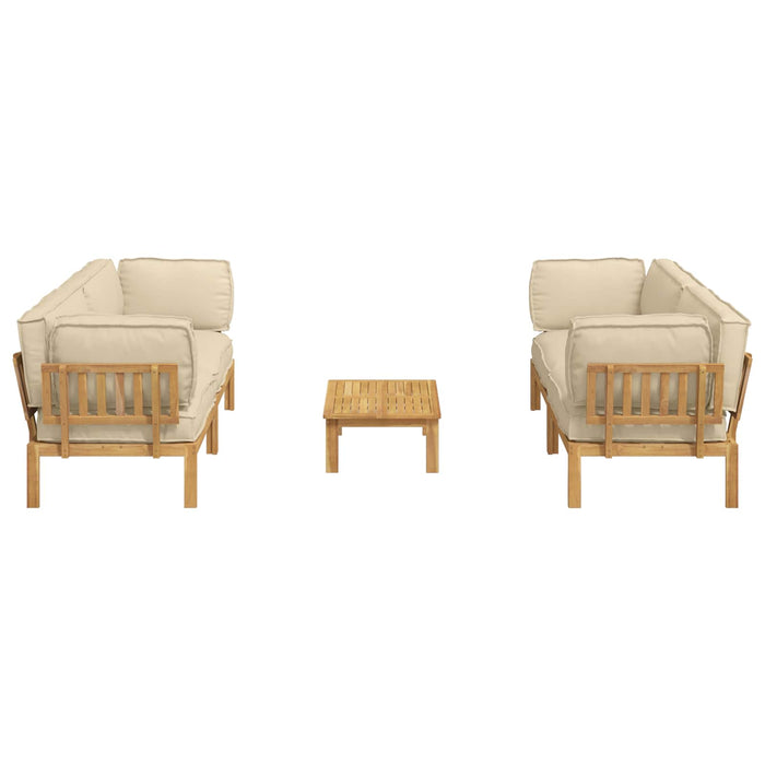 Set de canapea cu pernă Simplu 5 pcs Bej Lemn Solid de Acacia WALTI