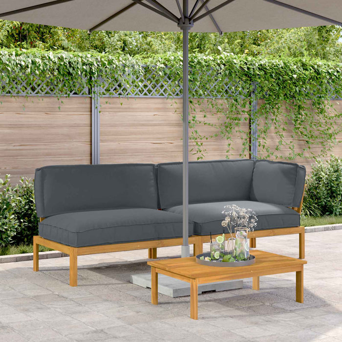 Set de canapea cu pernă 3 pcs Antracit Lemn Solid de Acacia - WALTI WALTI