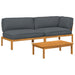 Set de canapea cu pernă 3 pcs Antracit Lemn Solid de Acacia - WALTI WALTI