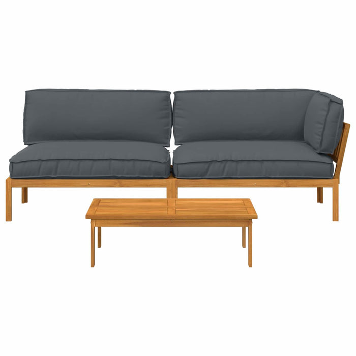 Set de canapea cu pernă 3 pcs Antracit Lemn Solid de Acacia - WALTI WALTI