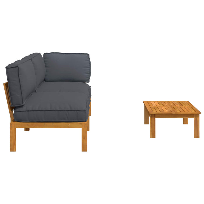 Set de canapea cu pernă 3 pcs Antracit Lemn Solid de Acacia - WALTI WALTI