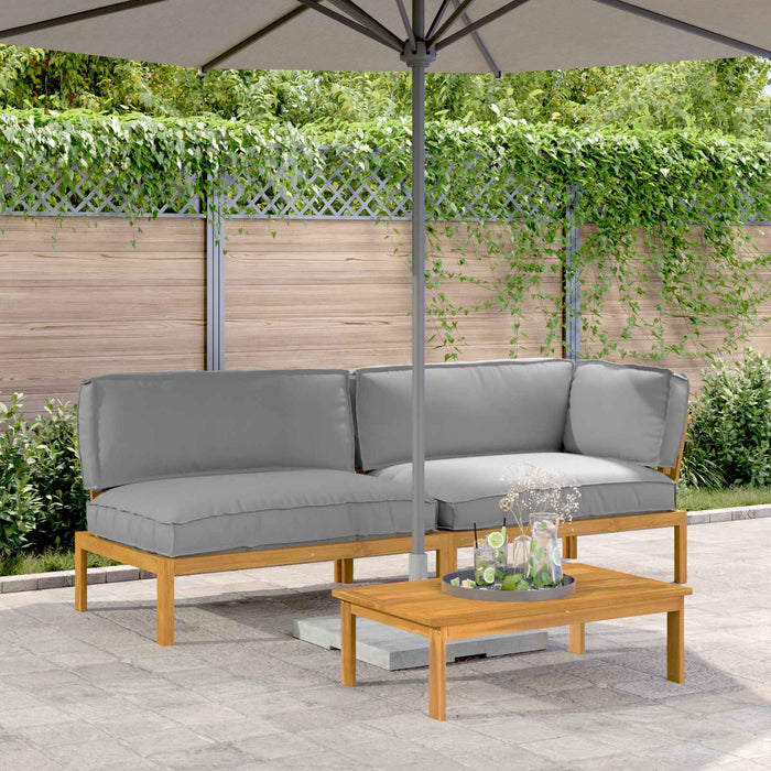 Set de canapea cu pernă Simplu 3 pcs Crem Lemn Solid de Acacia WALTI