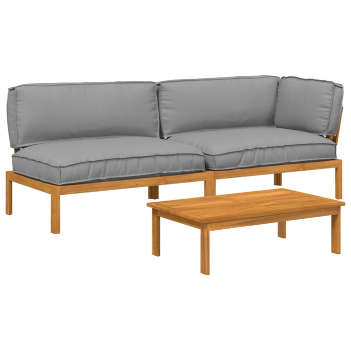 Set de canapea cu pernă Simplu 3 pcs Crem Lemn Solid de Acacia WALTI