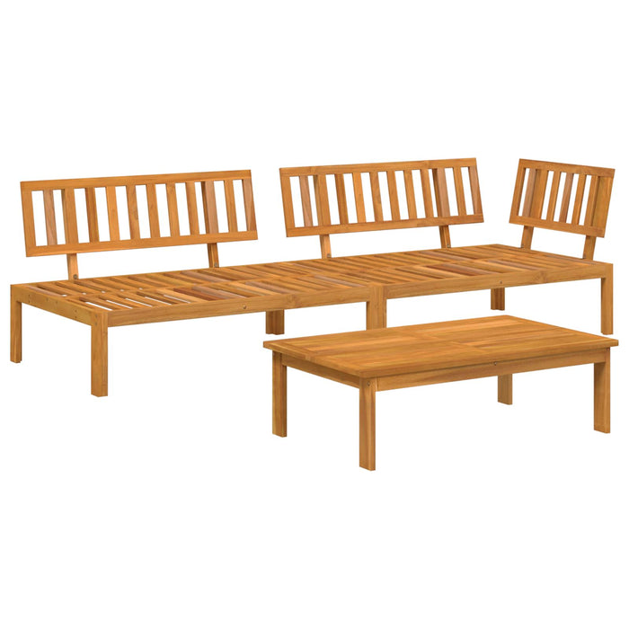 Set de canapea cu pernă Simplu 3 pcs Crem Lemn Solid de Acacia WALTI