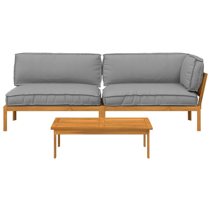 Set de canapea cu pernă Simplu 3 pcs Crem Lemn Solid de Acacia WALTI