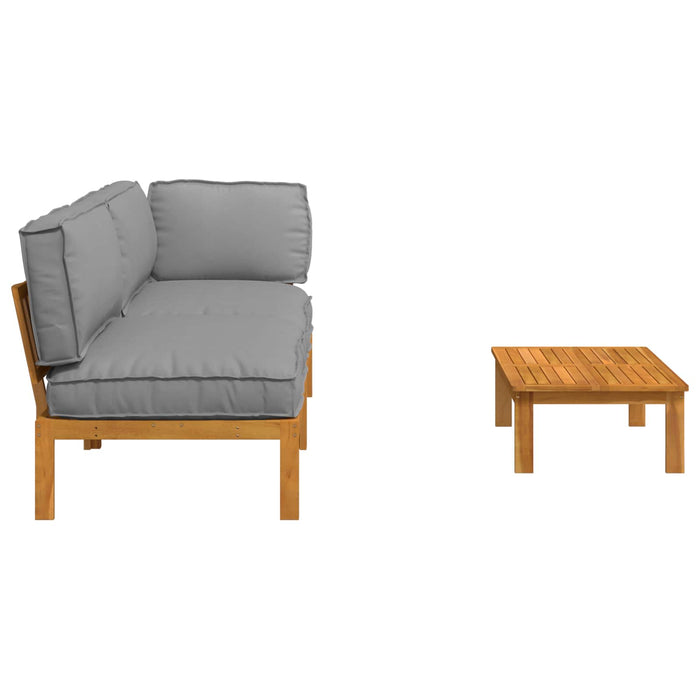 Set de canapea cu pernă Simplu 3 pcs Crem Lemn Solid de Acacia WALTI