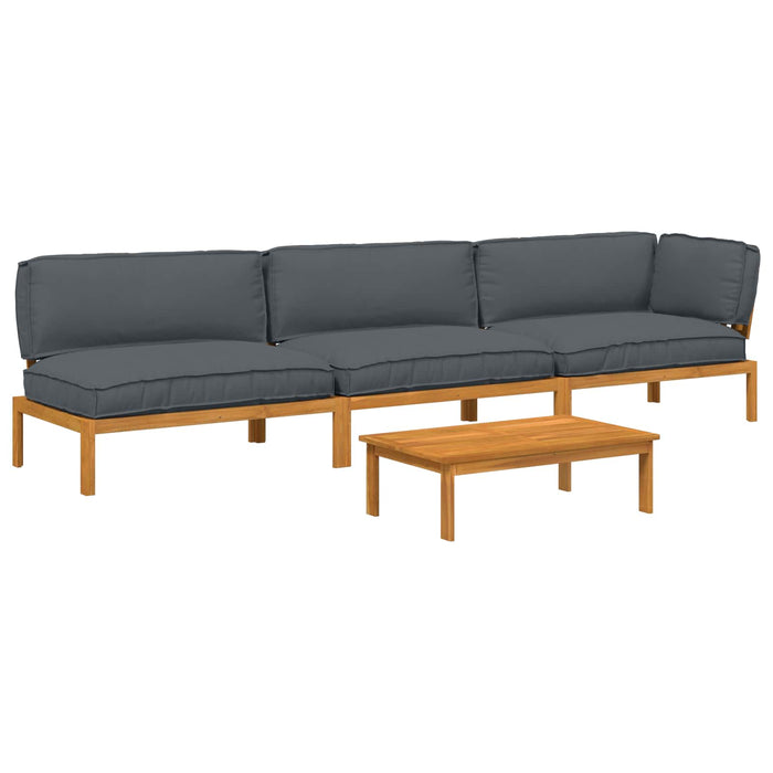 Set de canapea cu pernă 4 pcs Antracit Lemn Solid de Acacia - WALTI WALTI