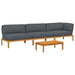 Set de canapea cu pernă 4 pcs Antracit Lemn Solid de Acacia - WALTI WALTI