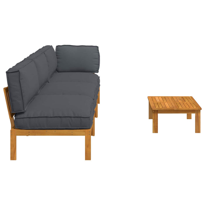 Set de canapea cu pernă 4 pcs Antracit Lemn Solid de Acacia - WALTI WALTI